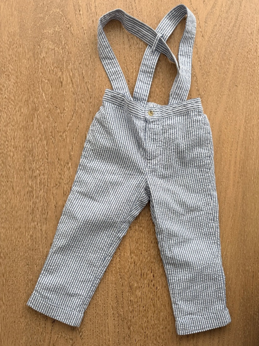 Janie and Jack Baby Toddler Stripe Seersucker Suspender Pant 18-24 months